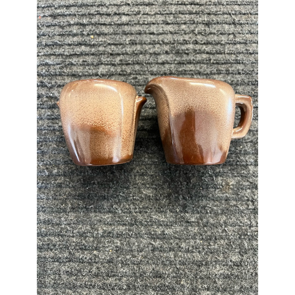 Vintage Frankoma Pottery Creamer and Sugar Set No Lid Brown Tan Ceramic EUC - Picture 6 of 11